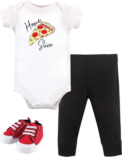 Vista 5 de Little Treasure - Conjunto unisex de mameluco de algodón, pantalón y zapatos para bebé Collar de ancla