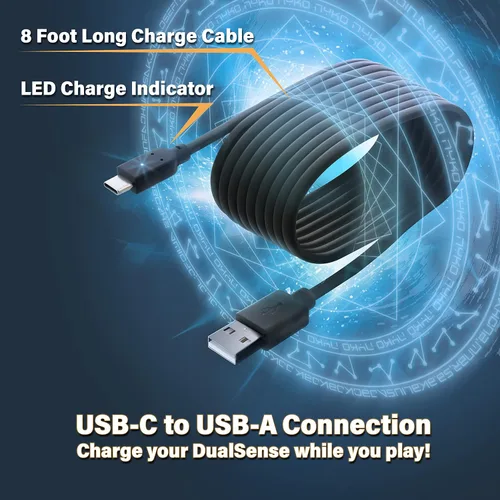 Vista 2 de Nyko Charge Link - 8 ft USB-C Charge Cable compatible with DualSense Controller Plus Other USB-C Compatble Devices - Equipped with LED Charging