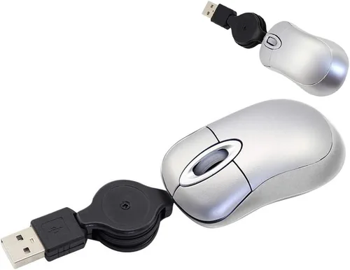 Vista 8 de SHARE SUNSHINE Mini ratón óptico de viaje pequeño portátil con cable USB con cable USB retráctil para PC, laptop, computadora, escritorio, oficina