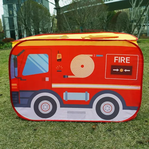 Vista 8 de KORIMEFA Tienda de campaña grande para camiones de bomberos para niños Rojo