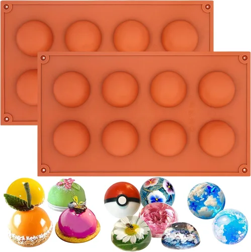 Vista 13 de FUNSHOWCASE Mini molde de silicona para caramelo de chocolate con cúpula hemisferio, 2 unidades, 24 cavitas