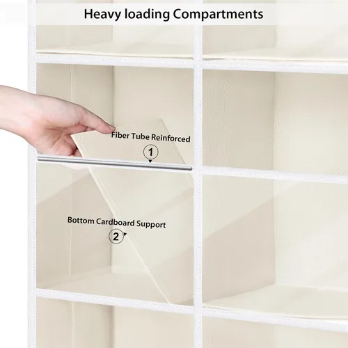 Vista 6 de Univivi Organizador para colgar sobre la puerta, 6 niveles detrás de la puerta con bolsillos profundos transparentes, organizador colgante para Beige