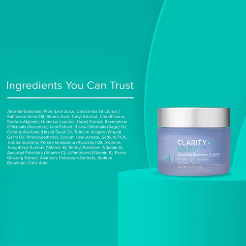 Vista 7 de ClarityRx Call Me In The Morning Crema facial calmante de recuperación, hidratante facial natural a base de plantas con antioxidantes protectores