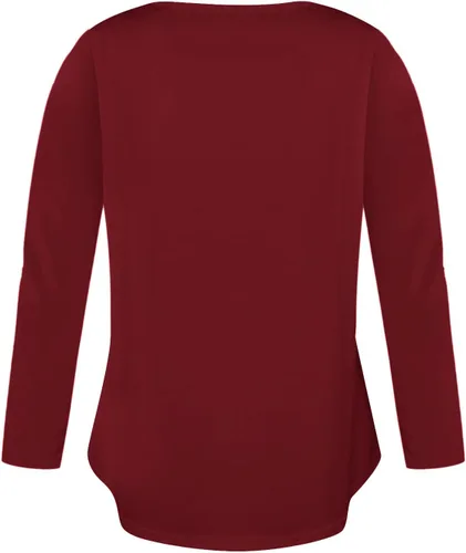 Vista 5 de Oggfader Blusas de manga larga para mujer, con cuello en V, ajuste holgado, con botones, color liso, casual, para otoño 2023