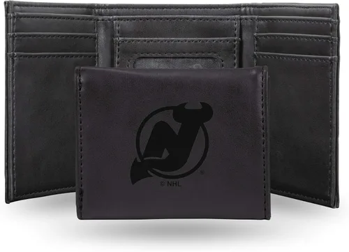 Vista 7 de NHL Rico Industries - Billetera triple grabada con láser y tres pliegues, accesorio para hombre
