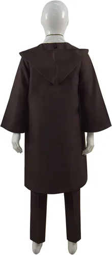 Vista 4 de Disfraz de Anakin para niños, túnica de caballero con capucha, uniforme completo de Jedi, disfraz para Halloween, cosplay