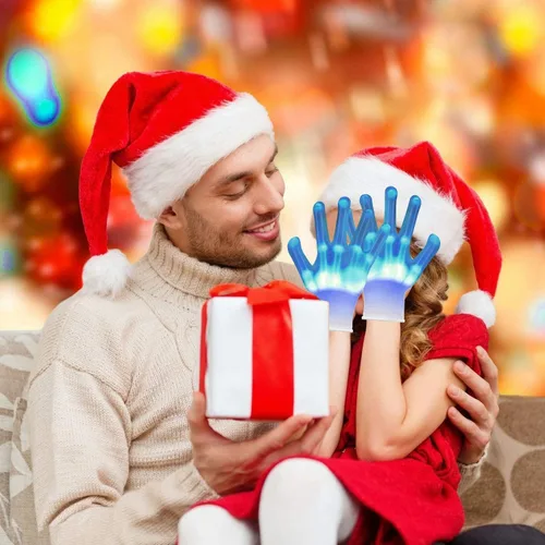 Vista 6 de VICSPORT Guantes LED para niños, guantes de esqueleto LED, 12 colores cambiables, espectáculos de luz para Halloween, regalos divertidos y geniales