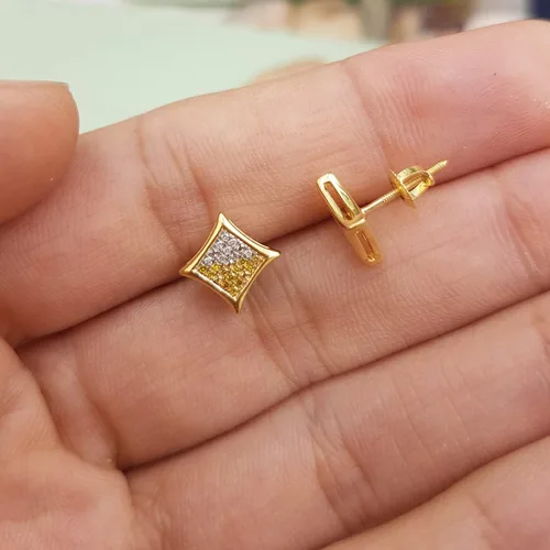 Vista 7 de Dazzlingrock Collection Pendientes de tuerca con forma de cometa de 0,10 quilates (quilates) de diamante redondo blanco y amarillo de 110 quilates