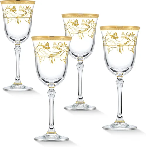 Vista 6 de WORLD GIFTS Elegante y moderna cristalería de flores de Rosalia para organizar fiestas y eventos, 10 onzas, doble moda antigua, juego de 4