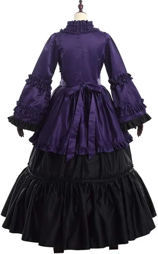Vista 4 de GRACEART Vestido victoriano para mujer renacentista rococó (vestido con falda de aro)