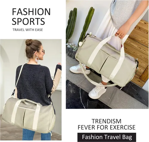 Vista 8 de ZGWJ Bolsa de viaje con relleno de hombro, impermeable, para mujeres y hombres, para natación, deportes, viajes, gimnasio, bolsa plegable