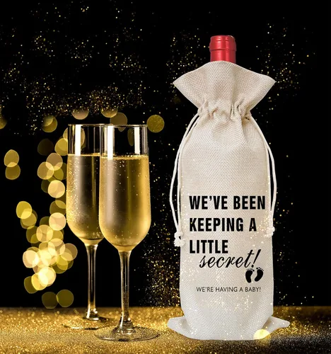 Vista 3 de Bolsa de vino de regalo de anuncio de embarazo (1 pieza), regalos para mejores amigos, colegas, padres, madres, tíos, tías, abuelos, abuelas