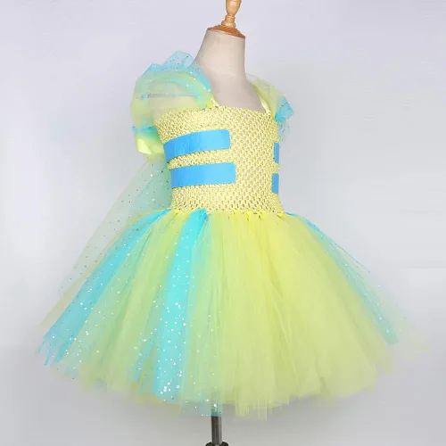 Vista 3 de IMEKIS Girls Christmas Santa Elf Costume Halloween Tutu Dress with Elf Hat Cosplay Xmas Holiday Outfits for Kids 2-12T