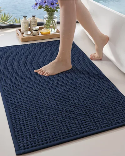 Vista 22 de Color&Geometry Tapete de baño con parte trasera de goma de 24 x 16 pulgadas, antideslizante, lavable a máquina, alfombra bohemia de felpilla suave
