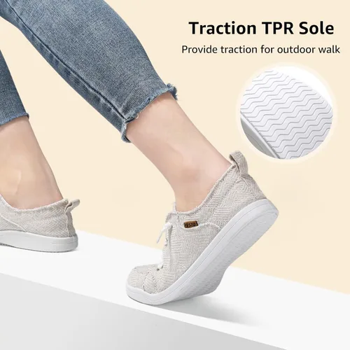 Vista 6 de STQ Zapatos deportivos sin cordones para mujer, zapatos casuales de lona, lavables a máquina