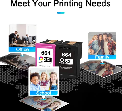 Vista 6 de 664xl - Cartucho de tinta negro y color de repuesto para HP 664 XL para impresora DeskJet 1115 2135 2138 3635 3636 3638 4675 4676 4678 4535 4536