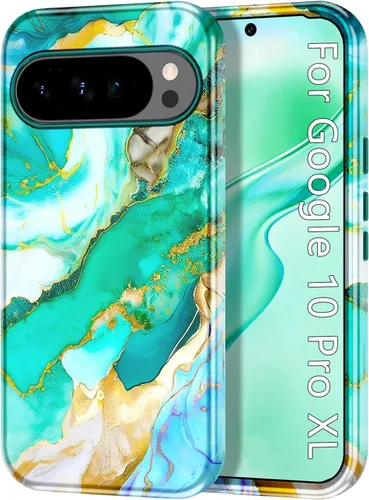 Vista 39 de Btscase Funda para Google Pixel 9 Pro 2024 [grado militar a prueba de golpes] elegante patrón de mármol delgado protector 3 capas de policarbonato