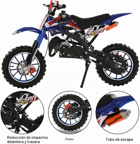 Vista 7 de YOXIER - Motocicleta de cross para niños de 50 cc, 2 tiempos, moto de cross