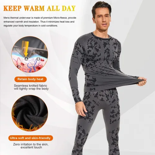 Vista 3 de MeetHoo Conjunto de ropa interior térmica para hombre ropa de invierno para hombre capa base de capa base larga