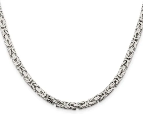 Vista 3 de IceCarats Collar de cadena de eslabones bizantinos de plata de ley 925 de 0.167 in
