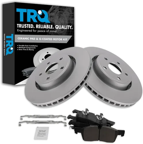 Vista 97 de TRQ Juego de pastillas de freno delantero y rotores con revestimiento de cerámica compatible con Jeep Compass Patriot 2017