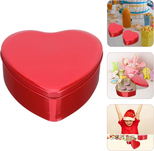 Vista 3 de Caja vacía de metal con forma de corazón: 10 unids cajas de chocolate de caramelo latas con tapa cosméticos latas Día de San Valentín regalos