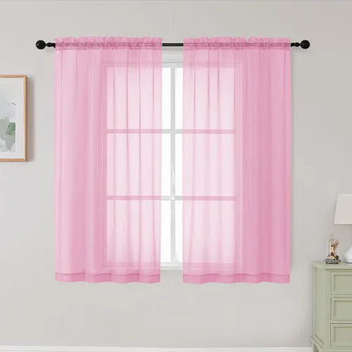 Vista 292 de 2 paneles de cortinas traslúcidas blancas para dormitorio, sala de estar, 96 pulgadas de largo, modernas, suaves, ligeras, con bolsillo para barra