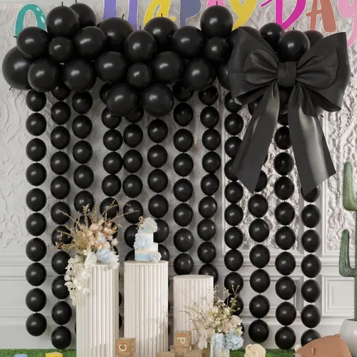 Vista 8 de 100 globos de látex, 10 pulgadas, color negro Enlazable para guirnaldas de arcos rápidos, decoración de boda, cumpleaños, Pascua, no necesita