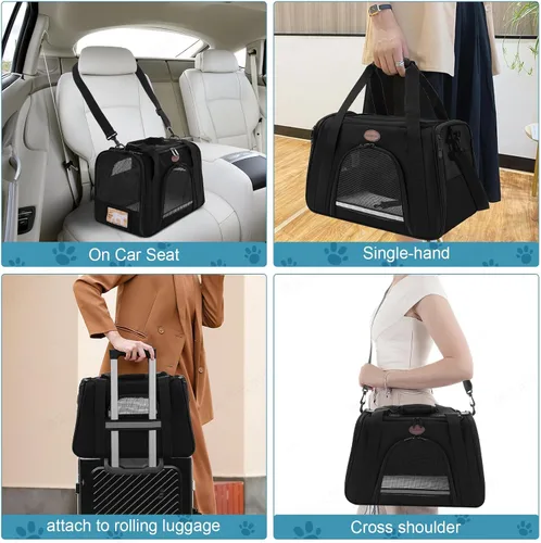 Vista 3 de Transportador de gatos para perros medianos y pequeños, perros y cachorros de hasta 15 libras, aprobado por la aerolínea TSA, transportador