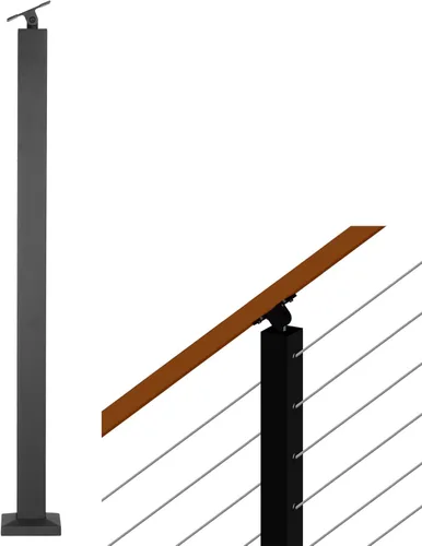 Vista 9 de Kit de poste de barandilla de cable de 36 pulgadas, incluye 4 postes de barandilla negra, cable de 250 pies, 10 juegos de terminales, 60 ojales