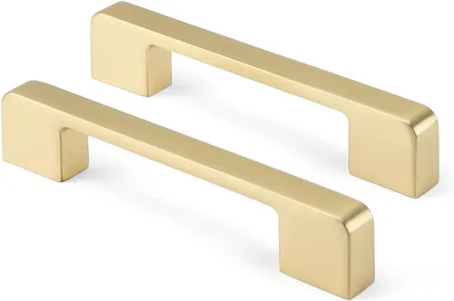 Vista 9 de Rergy - Juego de 10 tiradores dorados para gabinetes, centro de agujero de 6-1/4 pulgadas, manijas cuadradas de zinc para cajones, accesorios de Oro