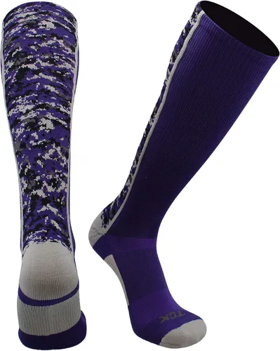 Vista 16 de TCK Calcetines de béisbol y fútbol americano de camuflaje digital para jóvenes, niños y hombres - Longitud por encima de la pantorrilla Negro