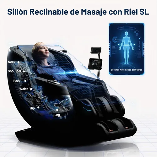 Vista 5 de VAT - Silla de masaje de cuerpo completo VibroAcoustic Sonic Wave, SL-Track Zero Gravity reclinable con 25 modos automáticos, escaneo corporal