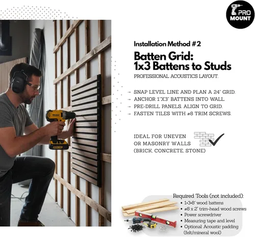 Vista 5 de Paneles acústicos de pared absorbentes de sonido - RT60X UV Coated Wood Panels for Wall, 12mm Ultra High Density 6K PET, Flame-Retardant, For Home