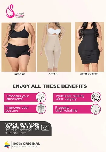 Vista 5 de Fajas Reductoras y Moldeadoras Colombianas Levanta Cola Prendas de Compresión Postoperatoria Después de la Liposucción, Beige