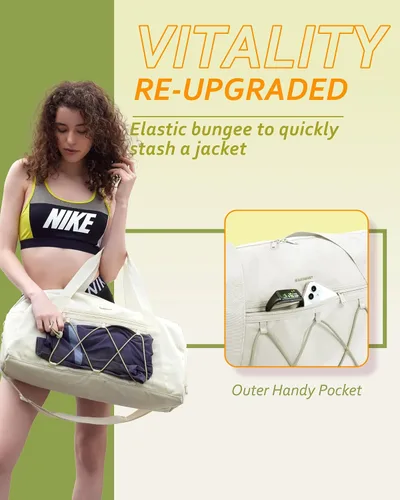 Vista 3 de BAGSMART - Bolsa de gimnasio para hombres y mujeres, bolsa de viaje deportiva con compartimento para zapatos y bolsillo húmedo, bolsa de lona