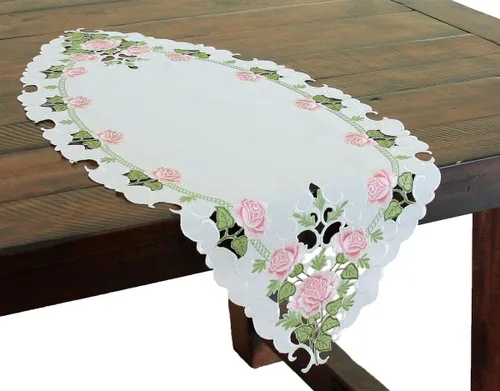 Vista 4 de Xia Home Fashions Camino de mesa de primavera con bordado de rosas de verano, 12 x 28 pulgadas