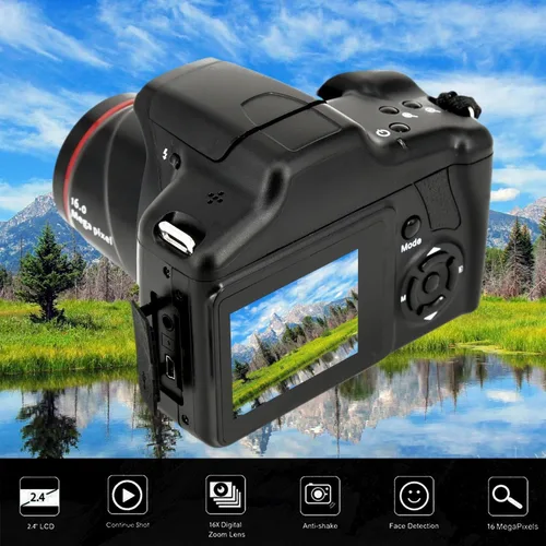 Vista 7 de Acuvar Cámara digital de 16MP mini estilo SLR compacta con pantalla LCD de 2.4”, zoom 16X, sensor CMOS – Cámara de punto y disparo para vlogging