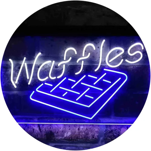 Vista 18 de ADVPRO Waffles Snack Café - Letrero de neón LED de doble color, azul y rojo, 12 x 8 pulgadas st6s32-i3820-br