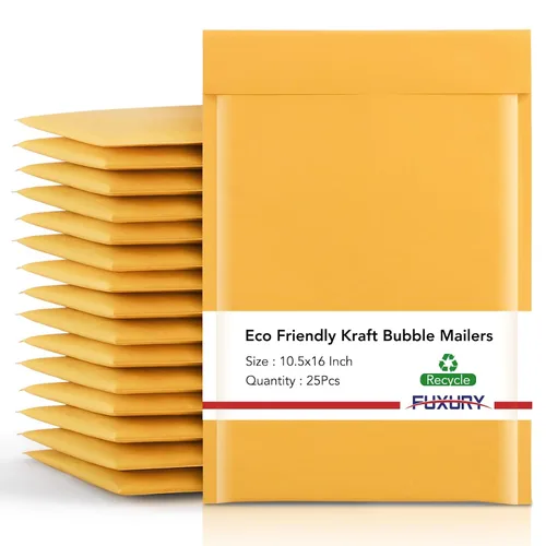 Vista 10 de Fuxury Paquete de 25 sobres de burbujas de papel kraft de 8.5 x 12 pulgadas, sobres acolchados de fuerte adherencia autosellados, sobres acolchados
