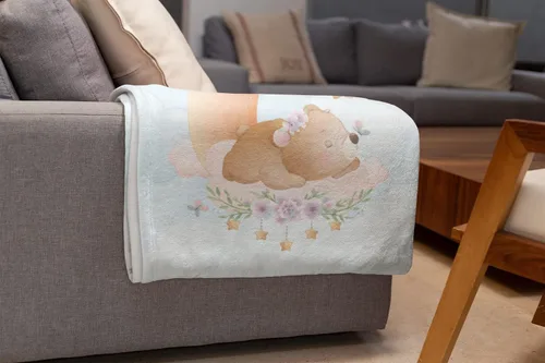 Vista 3 de Mantas de bebé personalizadas con nombre Manta de oso personalizada para bebés niñas y niños Manta unisex de forro polar suave y cálida Minky