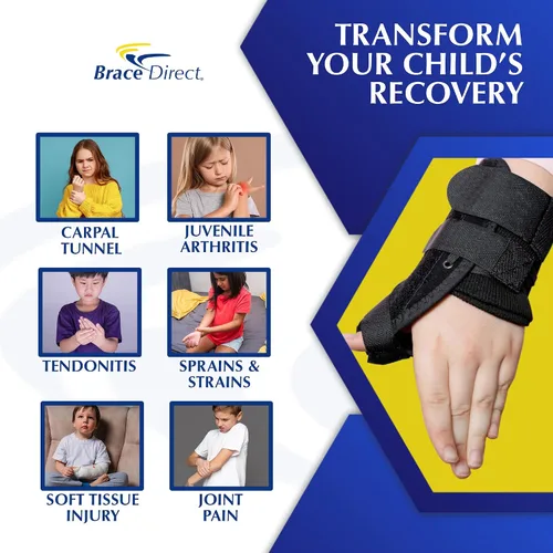 Vista 3 de Brace Direct Férula pediátrica de muñeca para pulgar para niños, inmovilizador de pulgar para esguinces, tendinitis, túnel carpiano, artritis