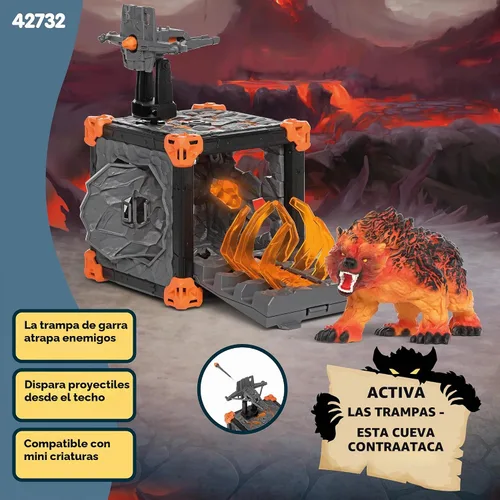 Vista 4 de Schleich Eldrador - Juego de 31 piezas de oso de lava de cueva de batalla