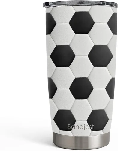 Vista 29 de SANDJEST Vaso de baloncesto con aislamiento de acero inoxidable de 20 onzas, taza de café de viaje, vasos deportivos, regalos para amantes