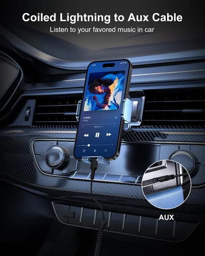 Vista 4 de Cable auxiliar para iPhone, cable de audio Lightning de 3.5mm con espiral, cable auxiliar macho certificado MFi de Apple para iPhone 14 Pro Max 13