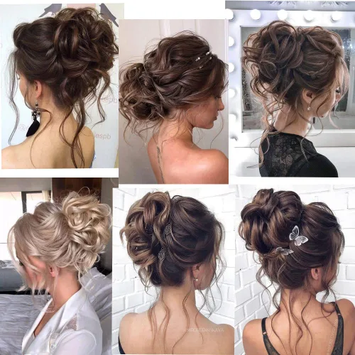 Vista 3 de 2 piezas de Extensiones de Cabello Estilo Moño Despeinado, QIAORUIXIN Extensiones de Cabello Superlargas Estilo Moño Alborotado, Envoltura Ondulada