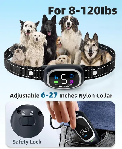 Vista 6 de Collar de Choque para Perros 2 en 1 y Collar Anti-Ladridos para Perros – Collar de Entrenamiento para Perros de 3300 Pies con Control Remoto, Collar
