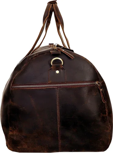Vista 7 de Bolsa de lona grande de cuero, bolsa de viaje grande para gimnasio, deportes durante la noche, bolsa de fin de semana, viaje, durante la noche
