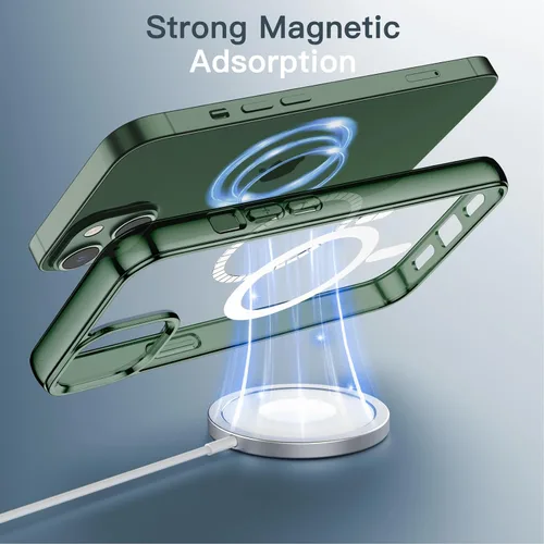 Vista 3 de JETech Funda magnética para iPhone 13 de 6.1 pulgadas, compatible con carga inalámbrica MagSafe, a prueba de golpes, parte trasera transparente