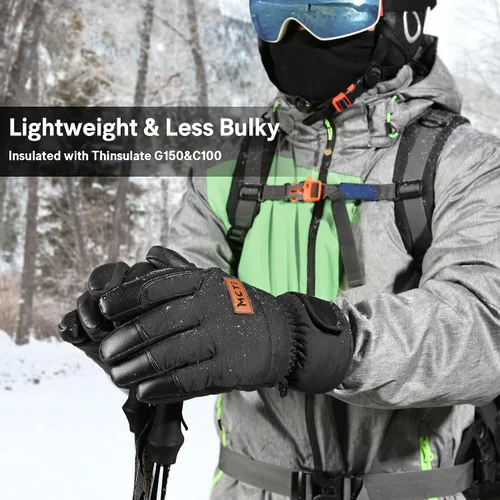 Vista 3 de MCTi Ski Gloves Men's Waterproof Insulated Snow Gloves Lightweight Warm for Winter